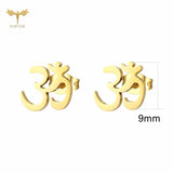 12 Pairs Aum Om Ohm Symbol Stud Earrings Women Indian Yoga Sport Jewelry Earings Set Wholesale Stainless Steel Ornament Gifts