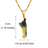 Anniyo Bahamas Andros Island Map and Flag Pendant and Chain Necklaces Jewelry for Women Girls #168521