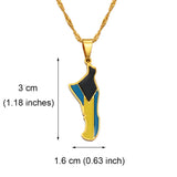Anniyo Bahamas Andros Island Map and Flag Pendant and Chain Necklaces Jewelry for Women Girls #168521
