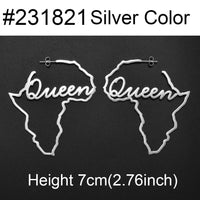 Anniyo African Map Big Earrings Exaggerate Larger Queen Earring Stud Africa Traditional Ethnic Hyperbole Wedding Jewelry #231821