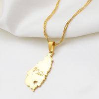 Anniyo Saint Lucia Map Pendant Necklace for Women Girl Gold Color Jewelry St. Lucia Cities Pendant Chains Jewellery #123821