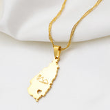 Anniyo Saint Lucia Map Pendant Necklace for Women Girl Gold Color Jewelry St. Lucia Cities Pendant Chains Jewellery #123821
