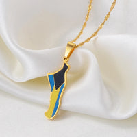 Anniyo Bahamas Andros Island Map and Flag Pendant and Chain Necklaces Jewelry for Women Girls #168521