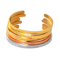 Anniyo Personalized Name Cuff Bracelets Cuff Bangles Women Girls Jewelry Customize Print Letter #112021