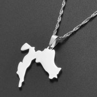 Anniyo Croatia Map Pendant Necklaces Gold Color Stainless Steel for Women Girls Maps of the Croatian Jewelry #045521