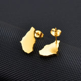 Anniyo 1.7CM Map of Montserrat Stud Earrings Stainless Steel Montserrat Maps Jewelry  #266321
