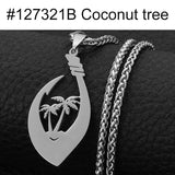 Anniyo Coconut Tree Hawaiian Guam Pendant Necklaces Women Men Silver Color/Gold Color Chuuk Kiribati Jewelry Pohnpei #127321