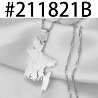 Anniyo Bangladesh Map Pendant Necklaces Gold Color/Silver Color Bangladeshi Maps Chains Bengali #211821