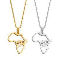Anniyo Africa Map and Egypt Eye Charm Pendant Necklace The Eye Ancient Egyptian Symbol Jewelry #255521
