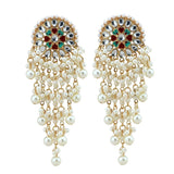 Women Bollywood Ethnic Bridal Bride Kundan Earrings Pearls Jhumka Jhumki Indian Bahubali Drop Earrings Fashion Jewelry