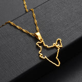 Anniyo 2.7CM Contour Design India Map Pendant Necklaces Silver Color/Gold Color Ethnic Jewelry #148421