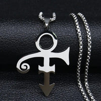 RIP Memorial Symbol Love Logo Steampunk Stainless Steel Necklace Women The Minimalism Artist Love Symbol Prince Necklace Jewelry