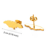 Anniyo Jamaica Map Stud Earrings for Women Girl Gold Color and Stainless Steel Jamaican Jewelry #139721