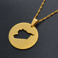 Anniyo 3CM Round Syria Map Necklaces for Women Charms Pendant Syrians Jewelry Middle East  @016021