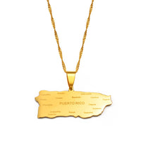 Anniyo Puerto Rico Map With Cities Pendant Necklaces Gold Color PR Puerto Ricans Jewelry #237921