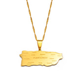 Anniyo Puerto Rico Map With Cities Pendant Necklaces Gold Color PR Puerto Ricans Jewelry #237921