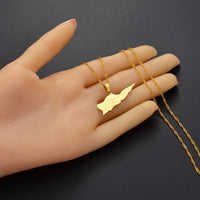 Anniyo Map of ST. CROIX Pendants Necklace Chains for Women Girls Saint Croix Jewelry Maps @136021