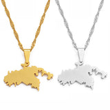 Anniyo SMALL The United States Virgin Islands St John Map Pendant Necklaces for Women Girls Saint John Jewelry #115821