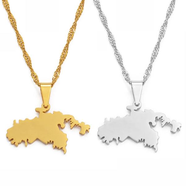 Anniyo SMALL The United States Virgin Islands St John Map Pendant Necklaces for Women Girls Saint John Jewelry #115821