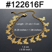 Anniyo Charm Anklet of Butterfly Dolphin Stone Shell Cross Heart fish Foot Chain Gold Color Jewelry Wedding Party Anklet #122616