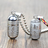 Stainless Steel Om Mani Padme Hum Prayer Wheel Mantra Buddhism Rotatable Necklace Cremation Jewelry Capsule Ash Urn Holder