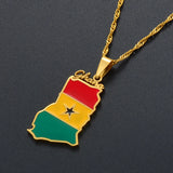 Anniyo Ghana Country Map and Flag Pendant Necklaces Charm Ghanaian Jewelry Ghana National Day  @138121