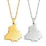 Anniyo 3.2cm India Punjab State Map Pendant Necklace Jewelry #233521