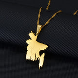 Anniyo Bangladesh Map Pendant Necklaces Gold Color/Silver Color Bangladeshi Maps Chains Bengali #211821