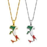Anniyo Italy Map Flag Pendant Necklaces Silver Color/Gold Color Italian Maps Jewelry @209321