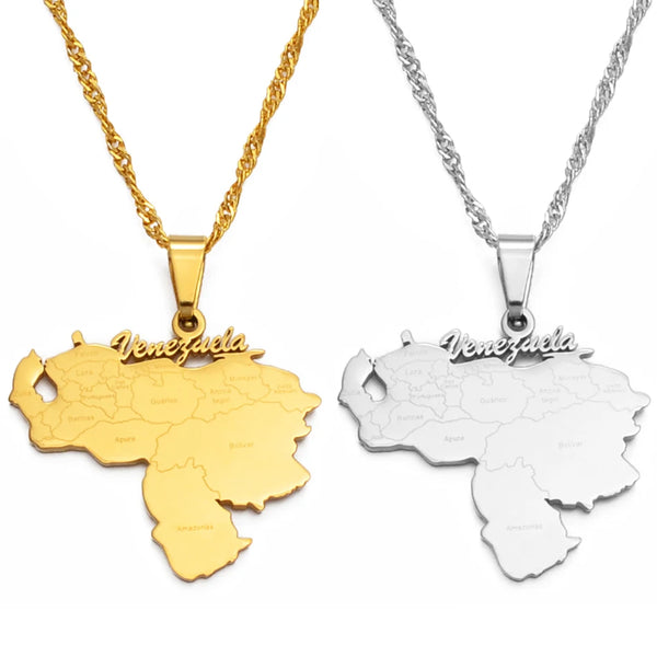 Anniyo New Item Venezuela Map Pendant Necklaces Silver Color/Gold-Plated Jewelry Venezuelan Jewellery @135721