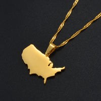 Anniyo American Map Pendant and Necklaces for Women Girls United States Map Jewelry USA #212021