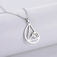 Skyrim Fibonacci Spiral Circle Triangle Golden Ratio Geometry Pendant Necklace Stainless Steel Women Choker Necklace Jewelry