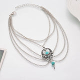 Boho Anklet Foot Chain Ankle Summer Bracelet Hollow Blue Stone Charm Sandals Barefoot Beach Foot Bridal Jewelry Wholesale A007
