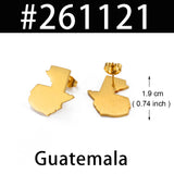 Anniyo Puerto Rico Mexico Dominican Guatemala Map Stud Earrings Jewelry Stainless Steel Ethnic Ornament  #261021