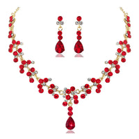 KMVEXO Crystal Bridal Wedding Jewelry Sets Women Gold Color Rhinestone Necklace Long Earrings Set Dress Accessories Bridesmaid