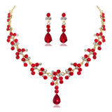 KMVEXO Crystal Bridal Wedding Jewelry Sets Women Gold Color Rhinestone Necklace Long Earrings Set Dress Accessories Bridesmaid