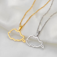 Anniyo 3CM/2CM Outline Afghanistan Map Pendant Necklaces for Women Girls,Afghan Maps Jewelry #257721