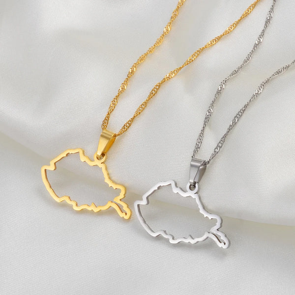 Anniyo 3CM/2CM Outline Afghanistan Map Pendant Necklaces for Women Girls,Afghan Maps Jewelry #257721
