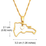 Anniyo Heart Dominican Map Pendant Necklaces Dominicans Country Map Jewelry  #156421