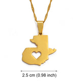 Anniyo Guatemala Map Pendant Necklaces for Women Girls Gold Color Jewelry Map of Guatemala #004021