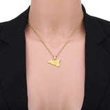 Italy Sicily  Map Flag Stainless Steel Pendant Necklace for Women Men Gold Color / Silver Color Italian Sicilia Party Jewelry
