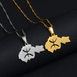 Anniyo Africa Map Berbers Pendant Necklaces African Berber Jewelry for Amazigh Women Men @252021