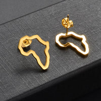 Anniyo Mini Africa Map Stud Earrings Silver Color/Black/Gold African Earrings Small Ornaments Traditional Ethnic  @148121