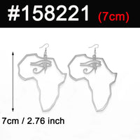 Anniyo African Map Ancient Egyptian Eye of Horus Exaggerate Larger Earring Amulet Egypt Traditional Ethnic Hyperbole #158221