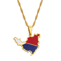 Anniyo Sint Maarten & Saint-Martin Island Map Pendant Necklace Saint Martin Gold Color Jewelry Netherlands #204221