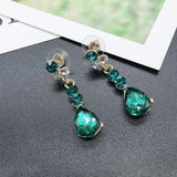 KMVEXO Crystal Bridal Wedding Jewelry Sets Women Gold Color Rhinestone Necklace Long Earrings Set Dress Accessories Bridesmaid