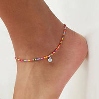 Boho Ocean Beach Cowrie Shell Ankle Bracelet Handmade Adjustable String Macrame Mussel Seashell Anklets for Women Foot Jewelry
