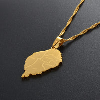 Anniyo Sao Tome Island Map Pendant Necklaces Gold Color Chains Jewelry #165321