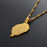 Anniyo Sao Tome Island Map Pendant Necklaces Gold Color Chains Jewelry #165321