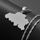 Anniyo The Kingdom Of Belgium Gold Color/Silver Color Map Pendant & Necklaces for Women Belgie/Belgique/Belgien Country  #022021